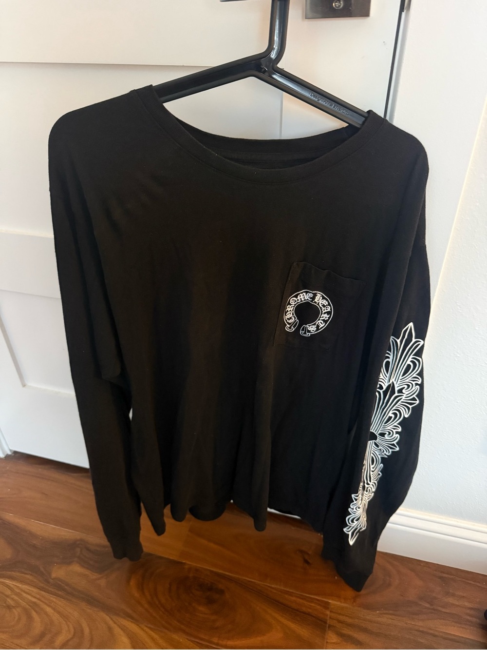 Chrome Hearts Black Long-Sleeve Graphic Pocket T-Shirt